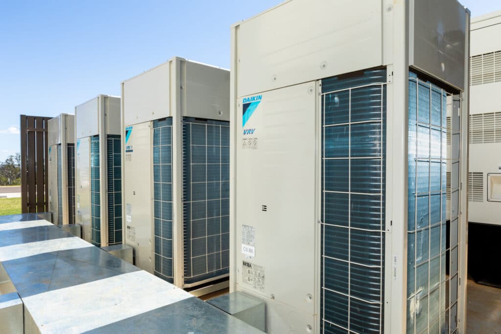 Daikin VRV systems professionally installed on a Sydney rooftop.