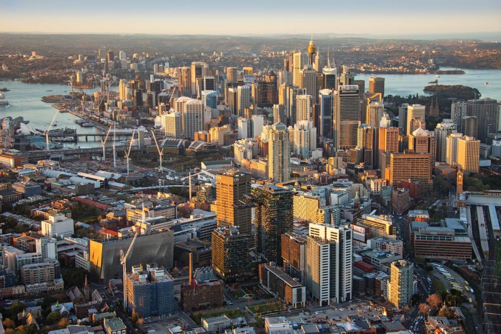 A skyview view of the Sydney CBD